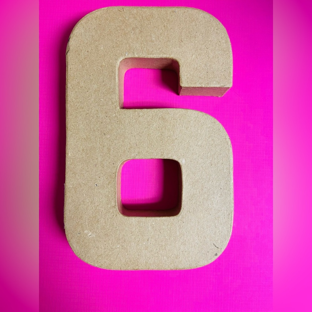 NWT. Block chunky paper mache number 9 (nine) or 6 (six). Natural tan color.